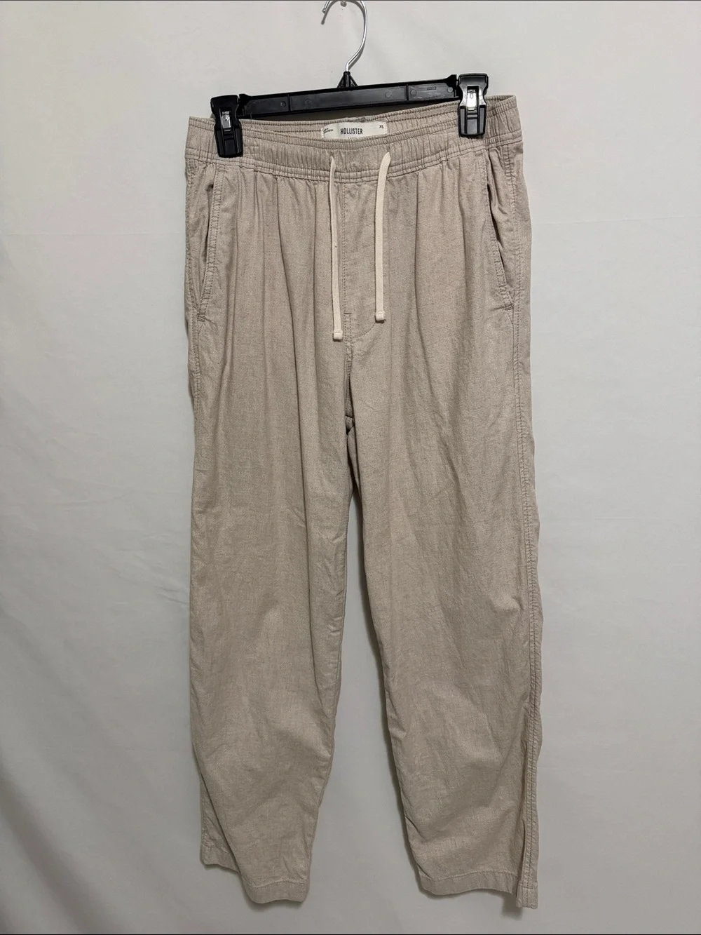 Hollister Men's Light Beige cotton/linen blend pull on pants